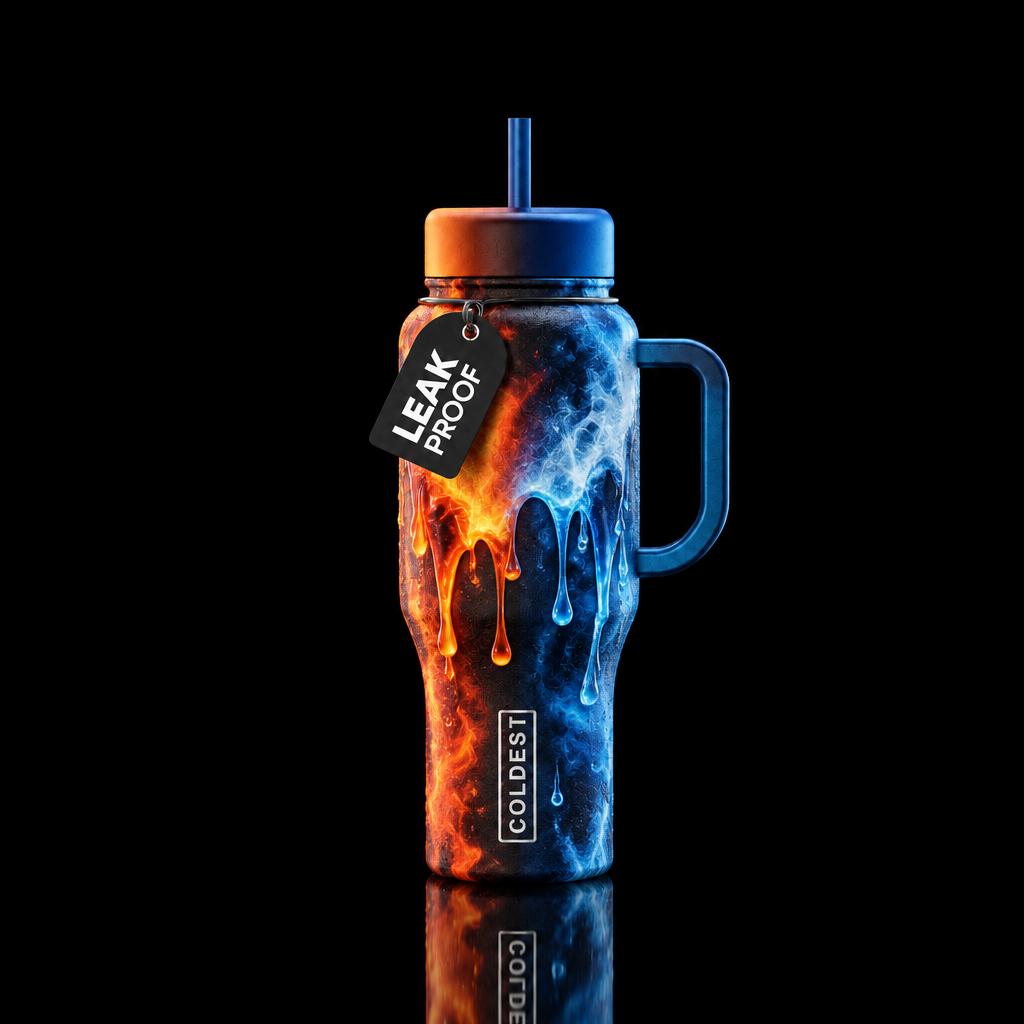 Dripping fire and ice water bottle design