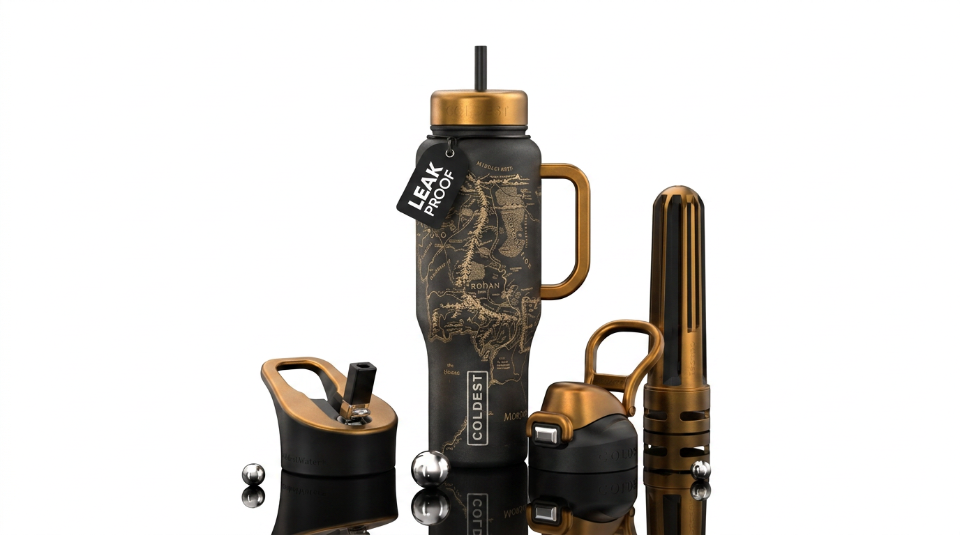 The map of middle earth water bottle design