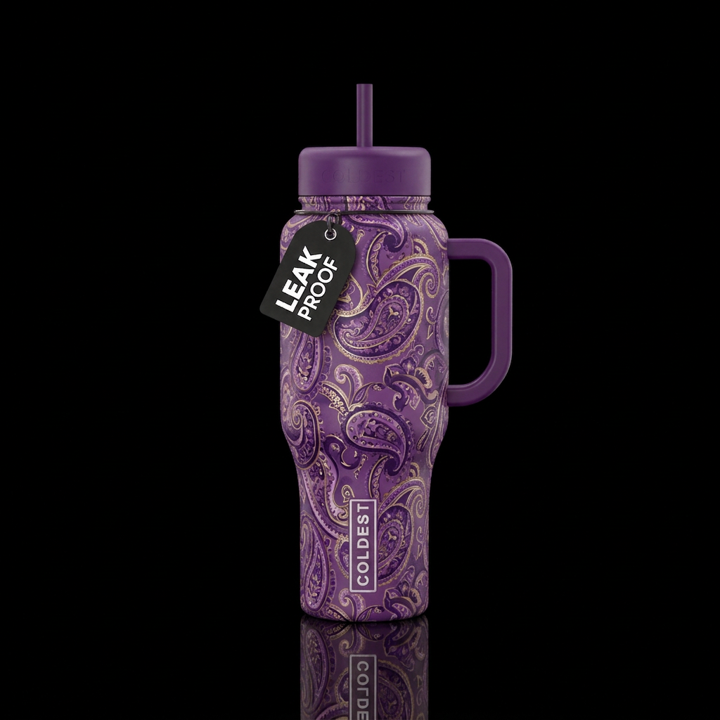 Amethyst paisley dreams water bottle design