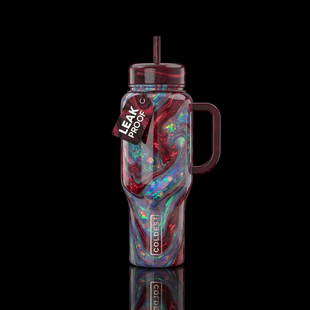 Garnet Opal swirl water bottle design
