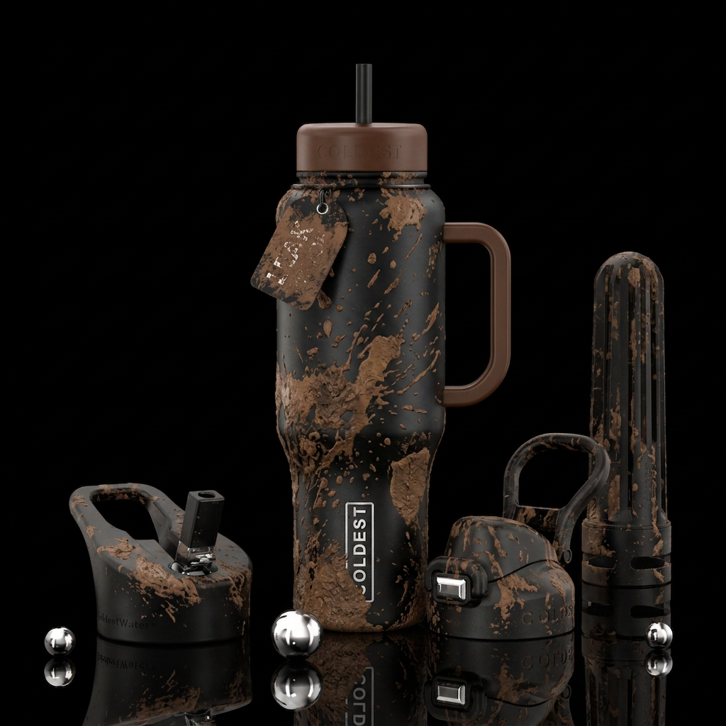 Brown Mud splatter water bottle design
