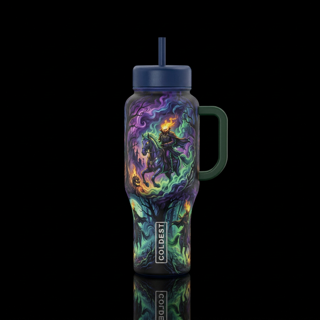 Headless horsemen, darkness, smoke, darkness, haun... water bottle design