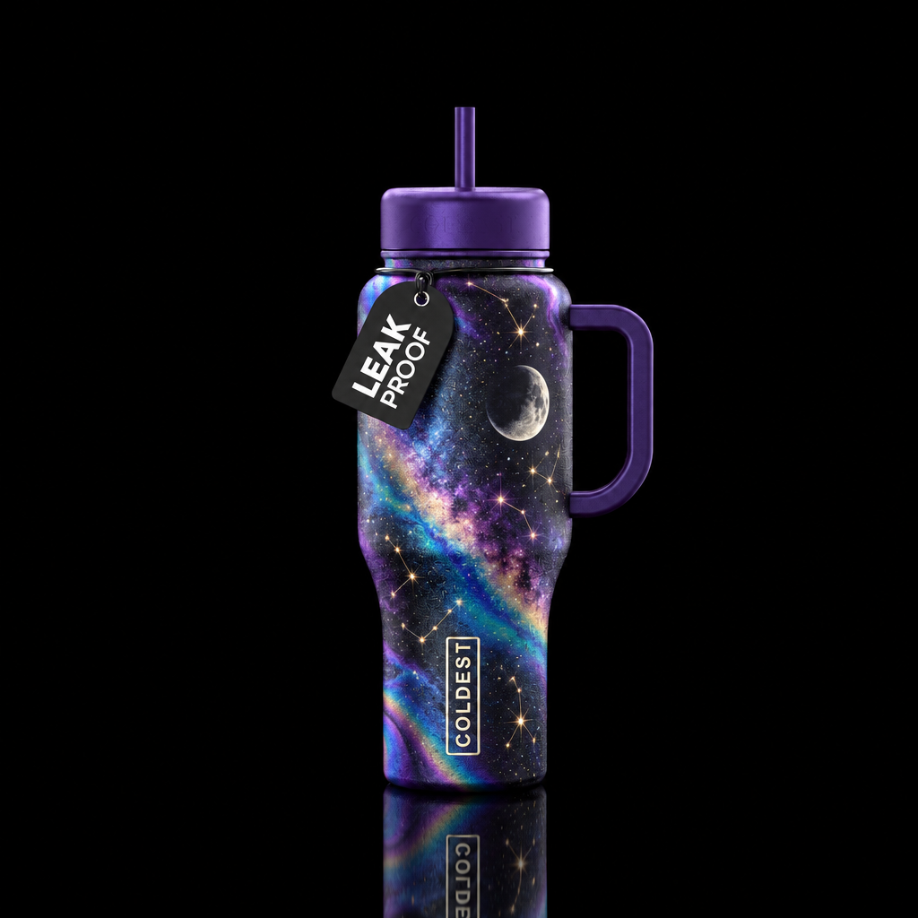 Lost in the galaxy water bottle design