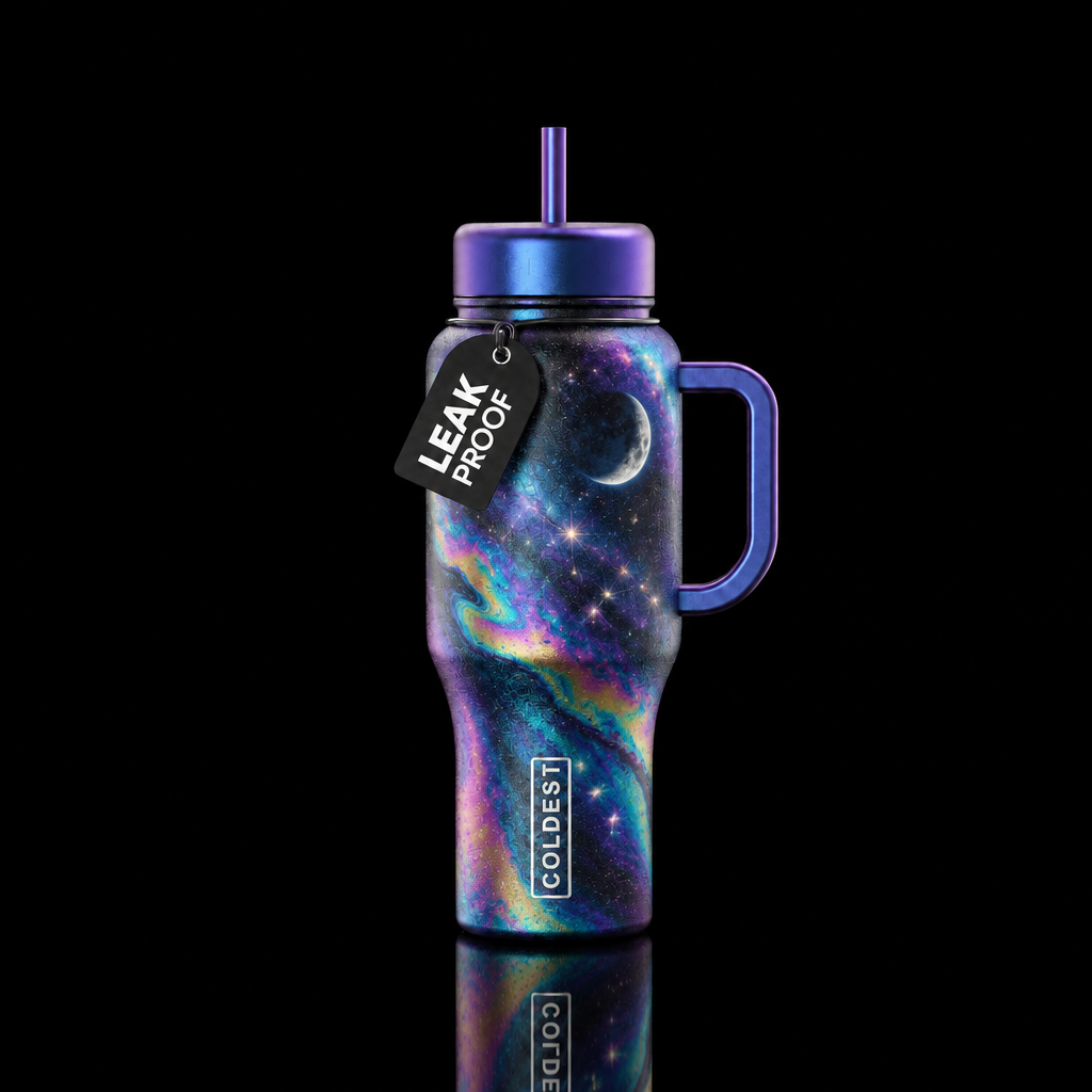 Galaxy night light water bottle design