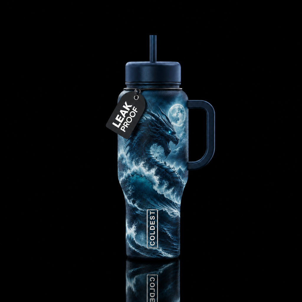 mythical, darkness, seamless, beautiul, dark mood,... water bottle design