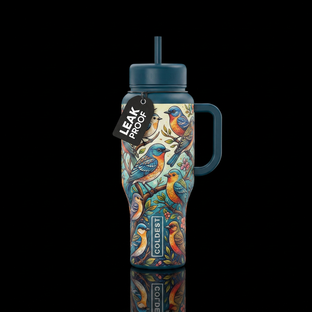 Song birds water bottle design