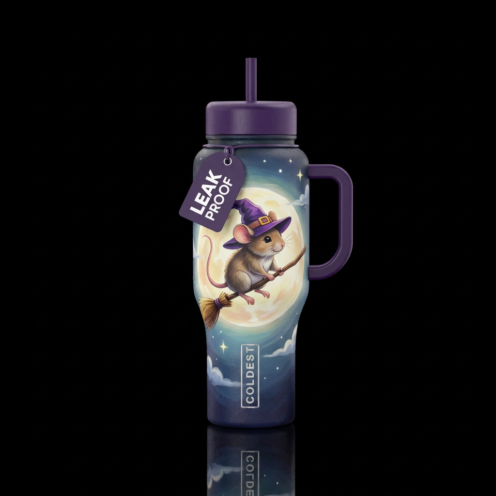 flying in the night sky water bottle design