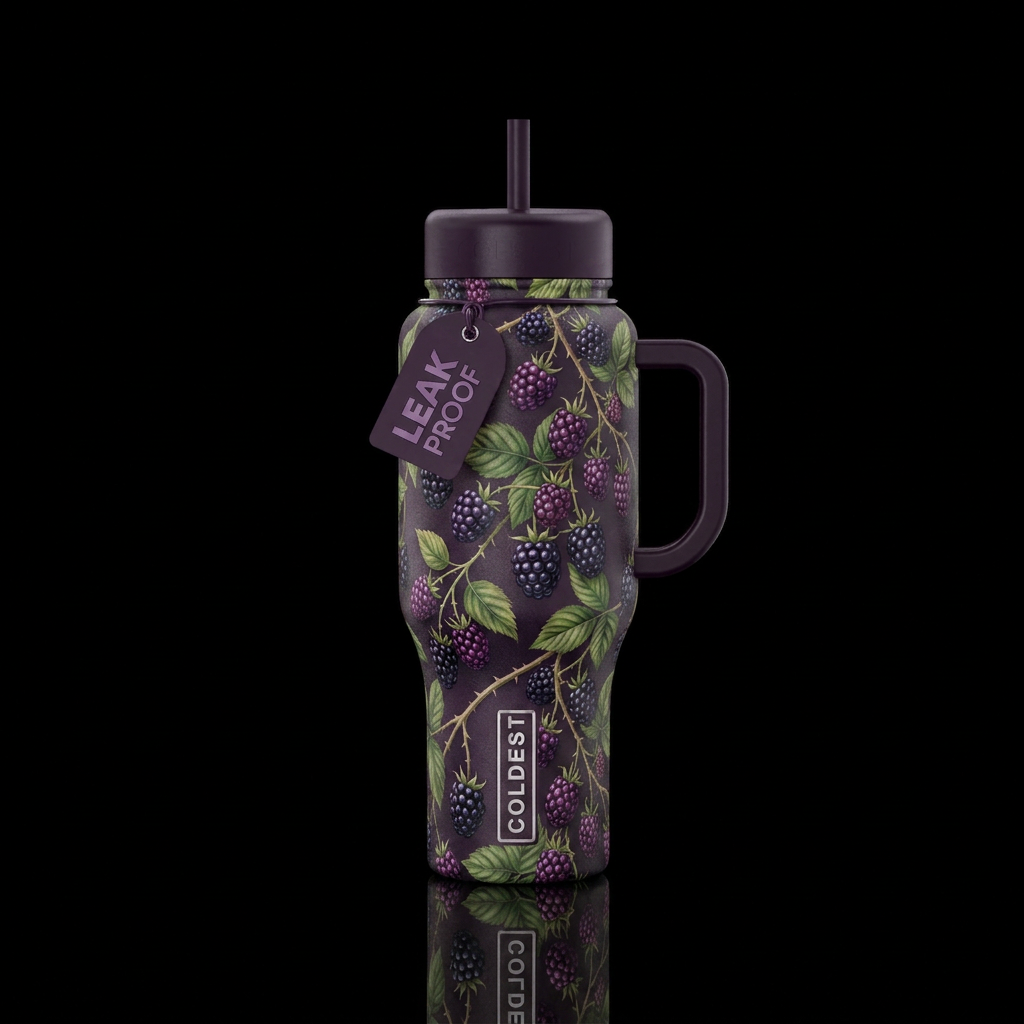Blackberry bush water bottle design