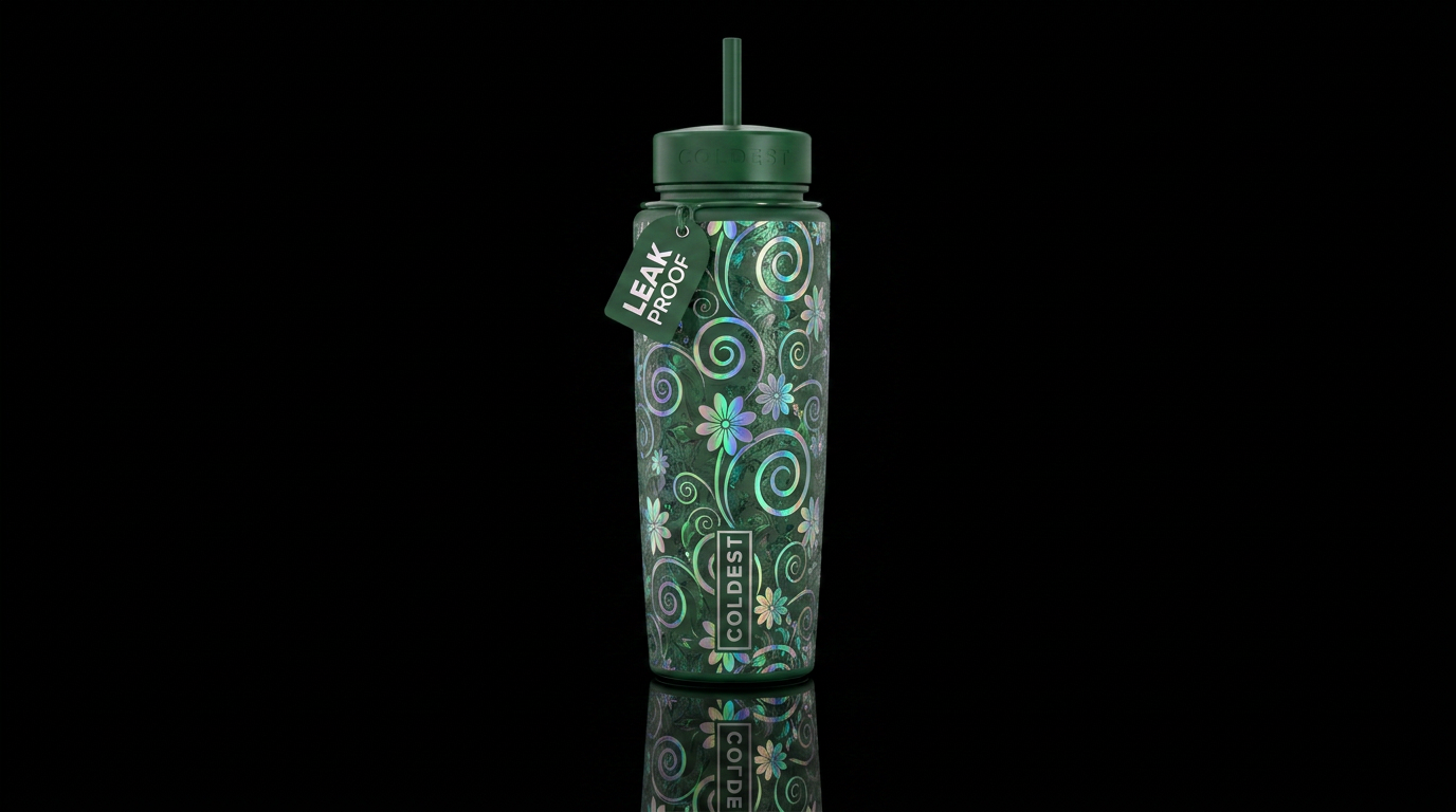 Forest Floral water bottle design