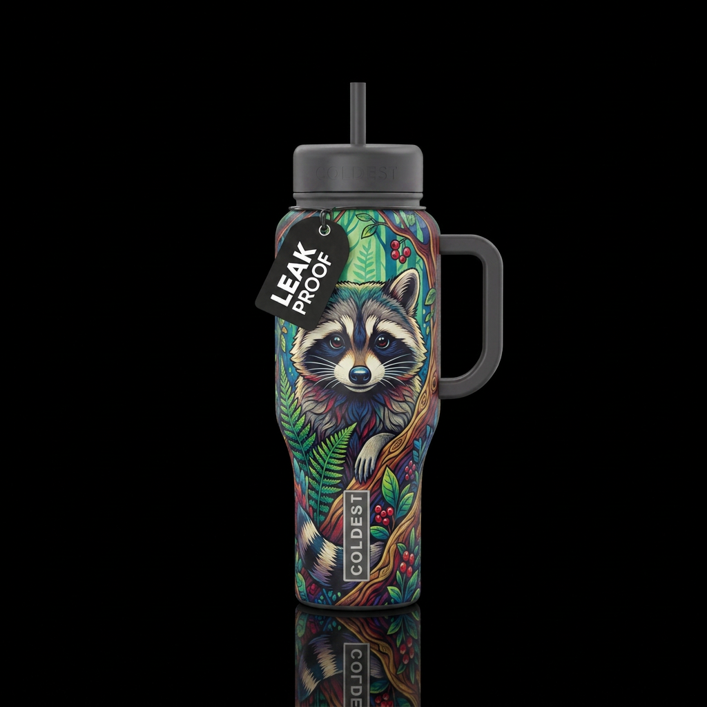 Raccoon water bottle design