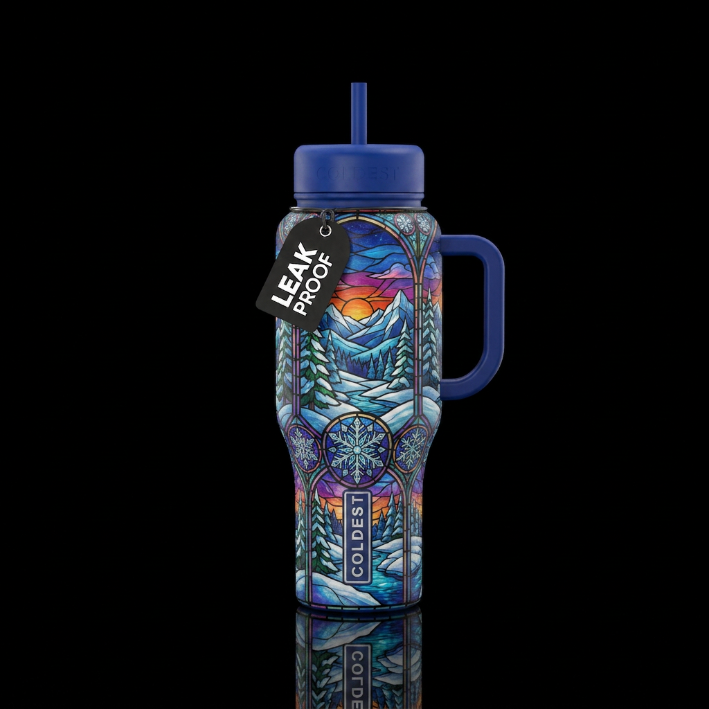 Winter wonderland water bottle design