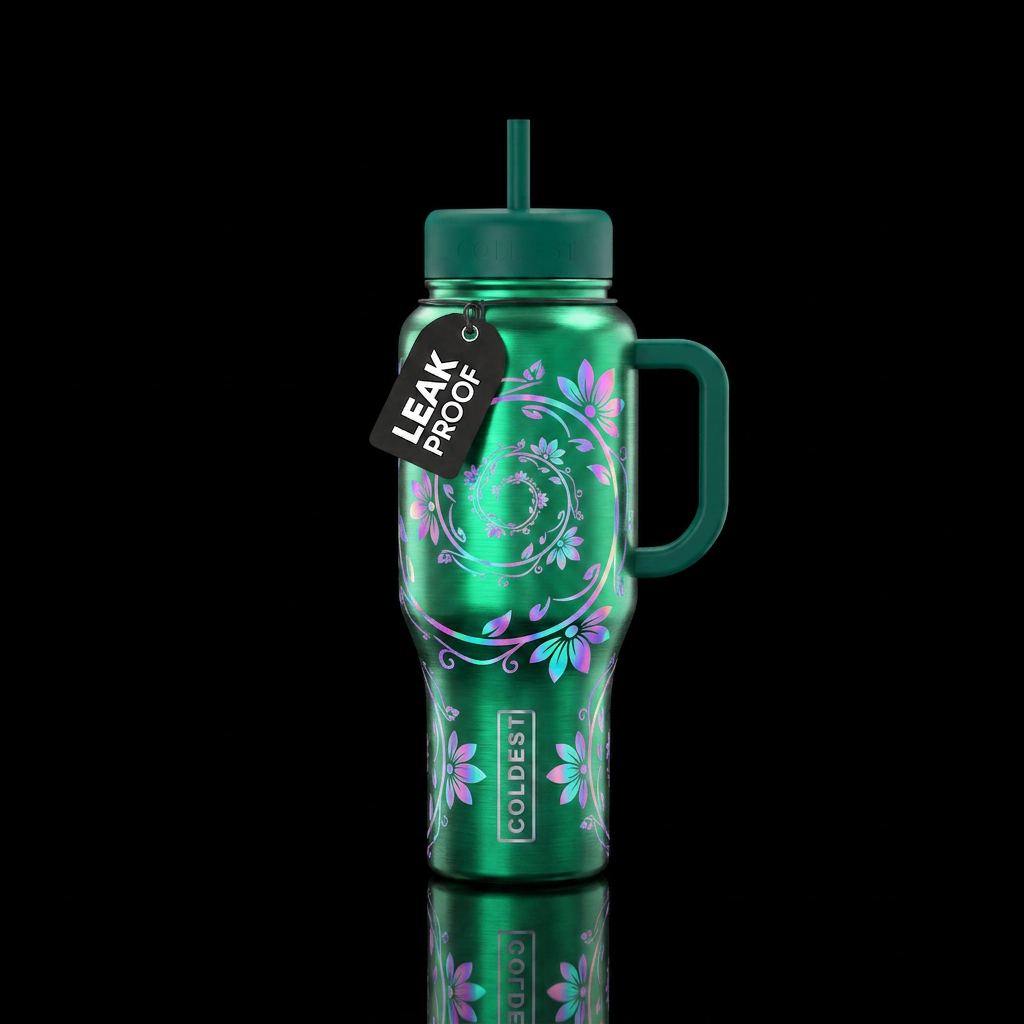 Glowie Emerald Spiral water bottle design