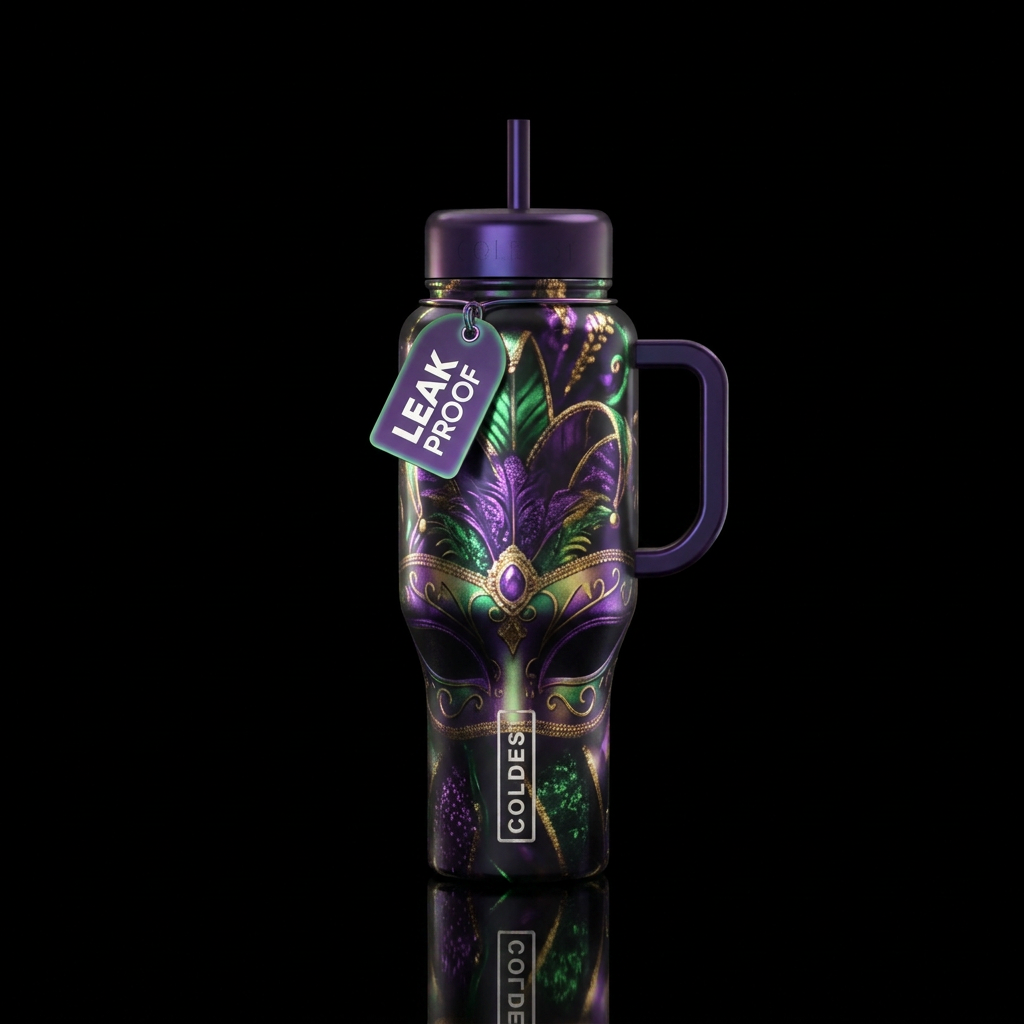 Mardi Gra water bottle design