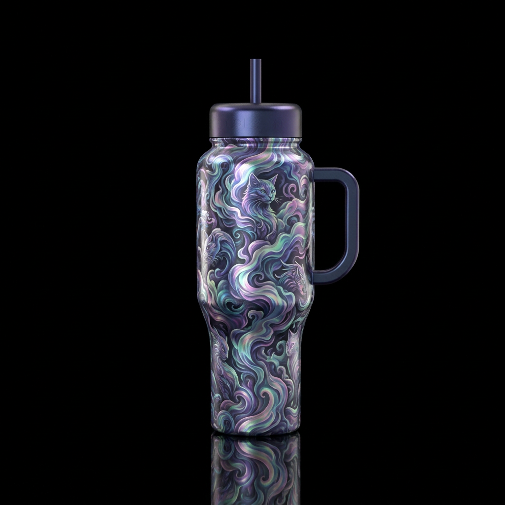 Heavenly Meow water bottle design