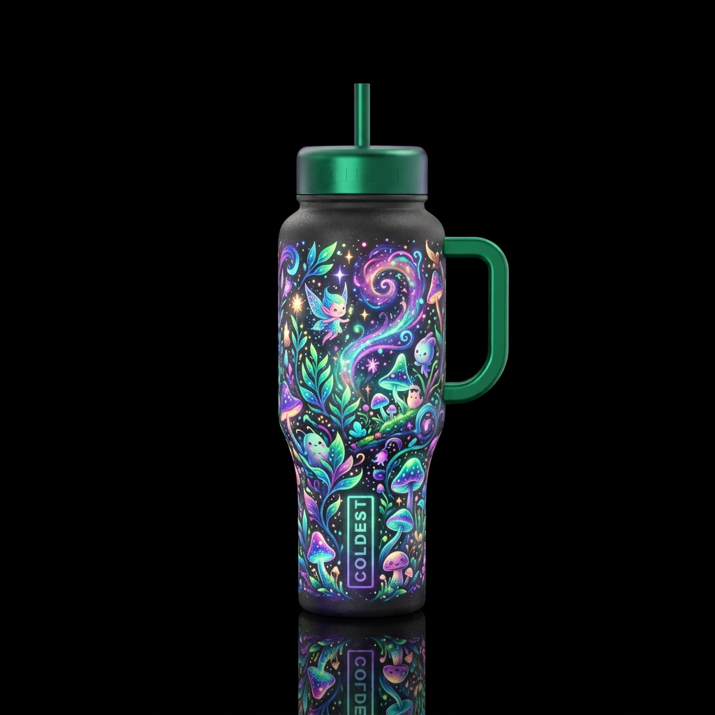 Glowie Magical Forest water bottle design