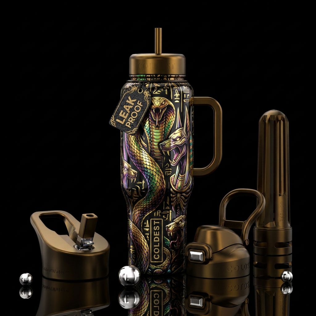 egyptian, scary, scary, shiny, rebellious water bottle design