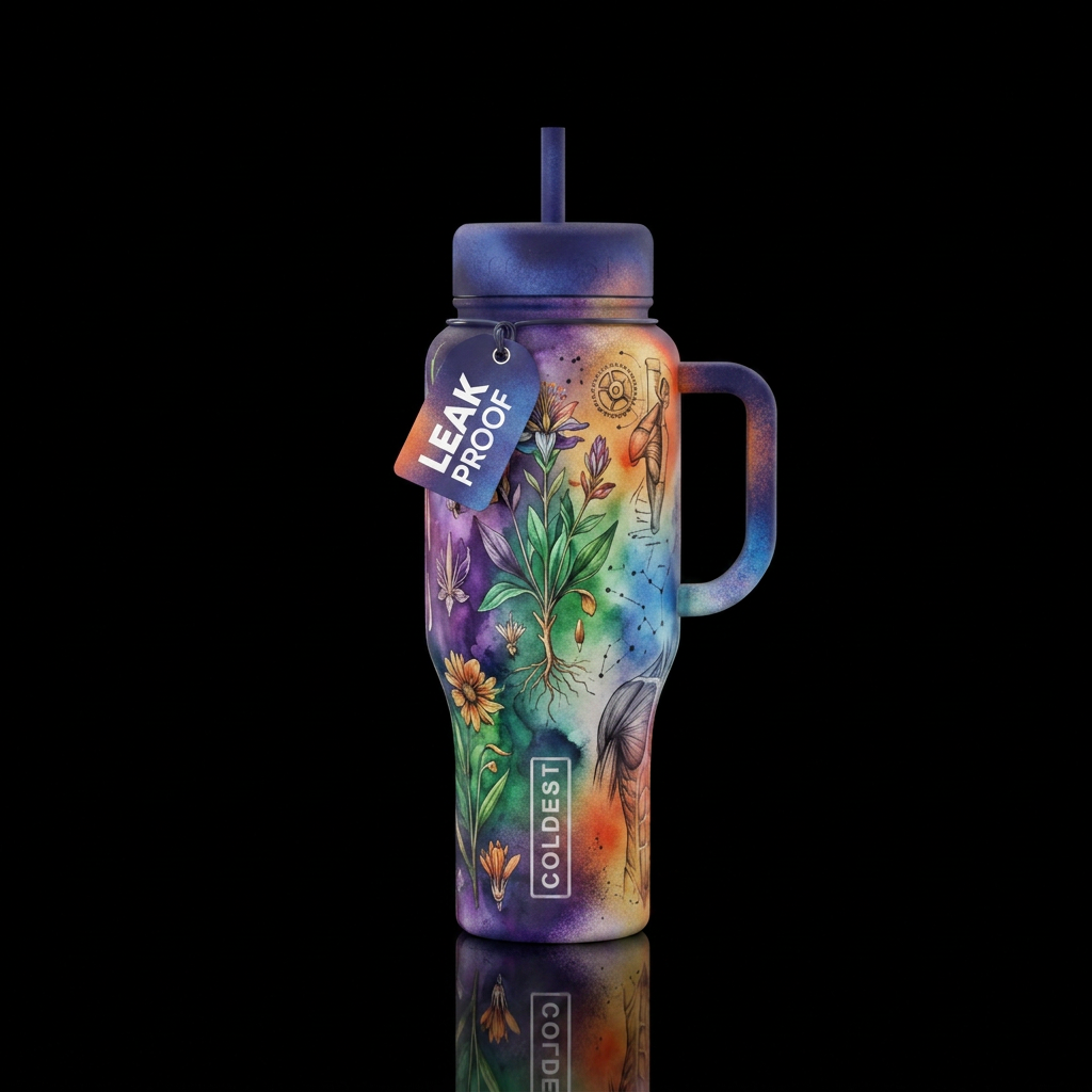 classical, scientific, watercolor, painting, water... water bottle design