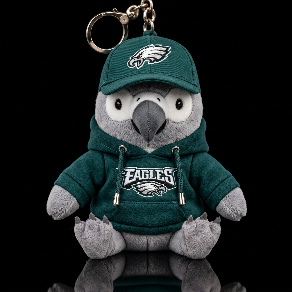 African gray  in Philadelphia eagles gear water bottle design