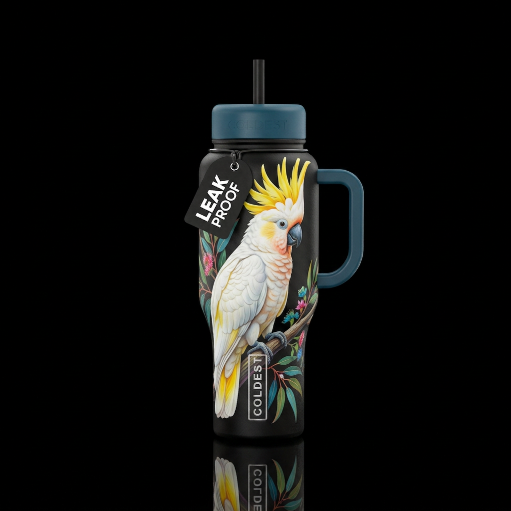 A coocatoo water bottle design