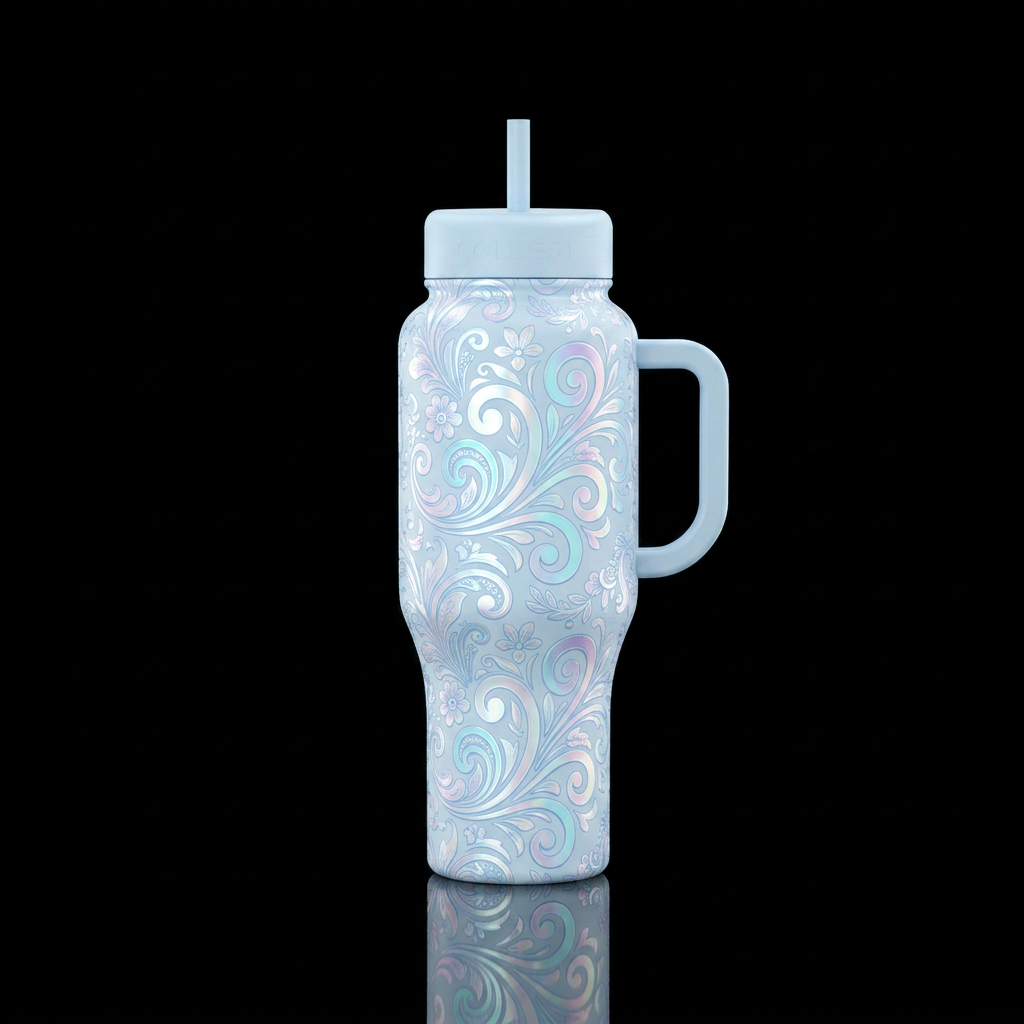Ice moon floral water bottle design