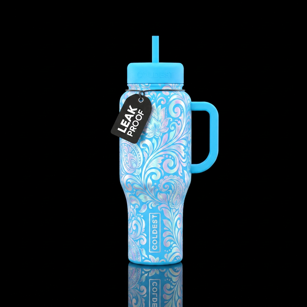 Blue Moon Floral water bottle design