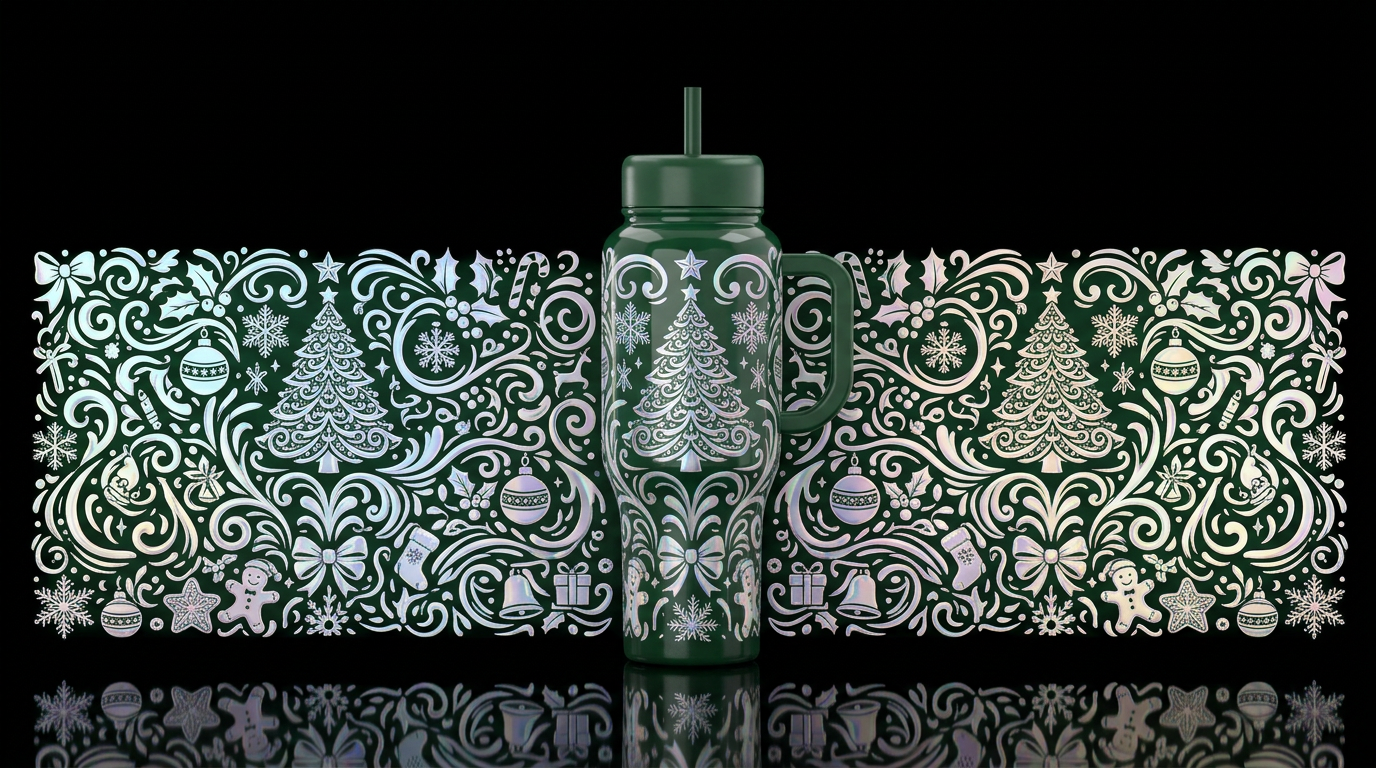 Moonlight Floral Christmas water bottle design