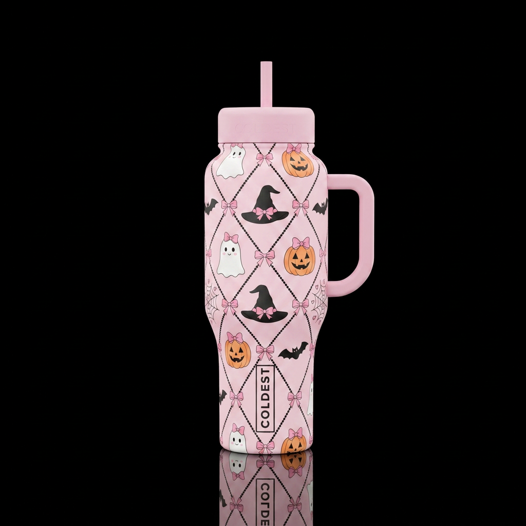 Pink or Treat water bottle design
