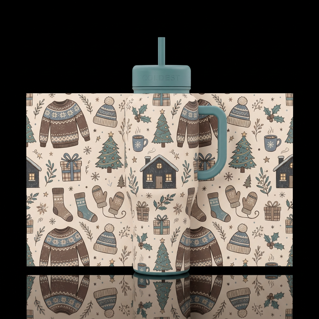 I'll be home for Christmas water bottle design