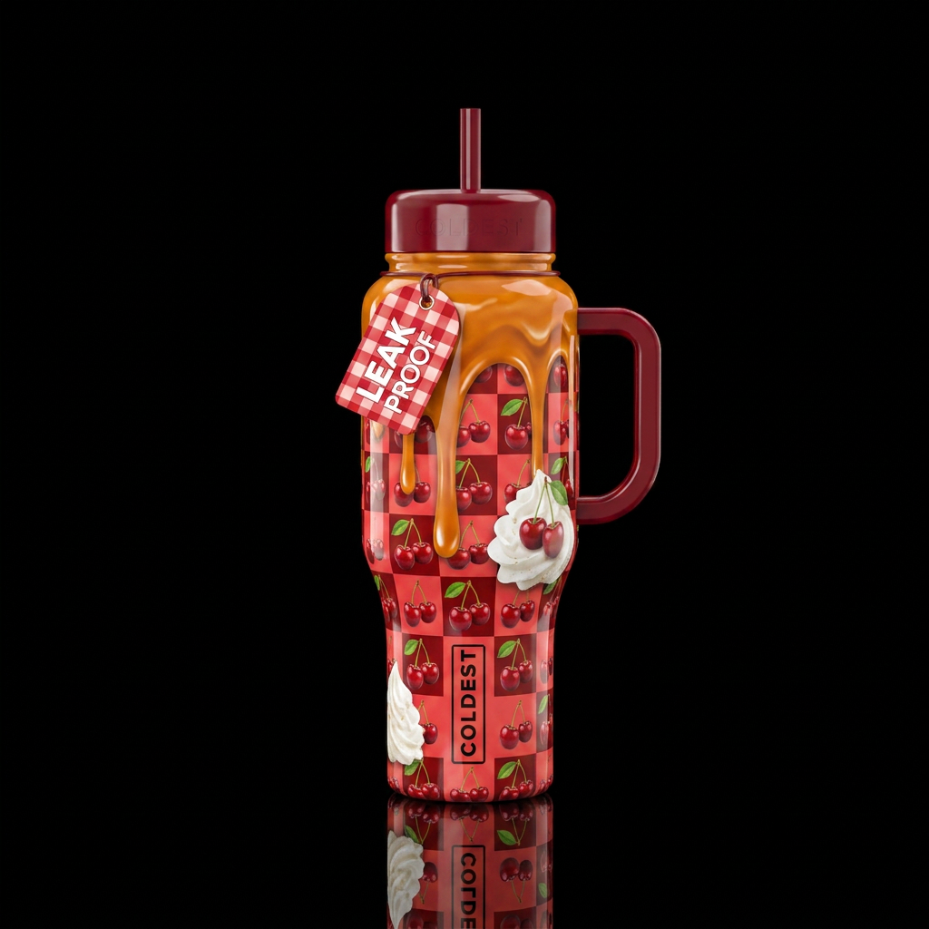 Cherry pop water bottle design