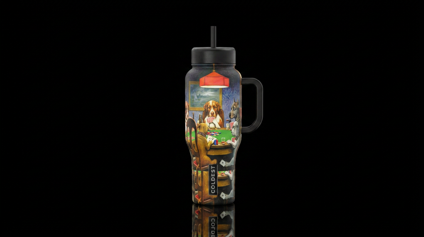 Dogs Playing Poker by artist artist Cassius Marcel... water bottle design