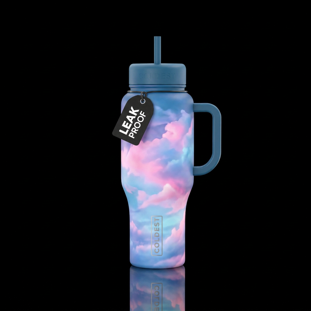 Cotton Candy Skies water bottle design
