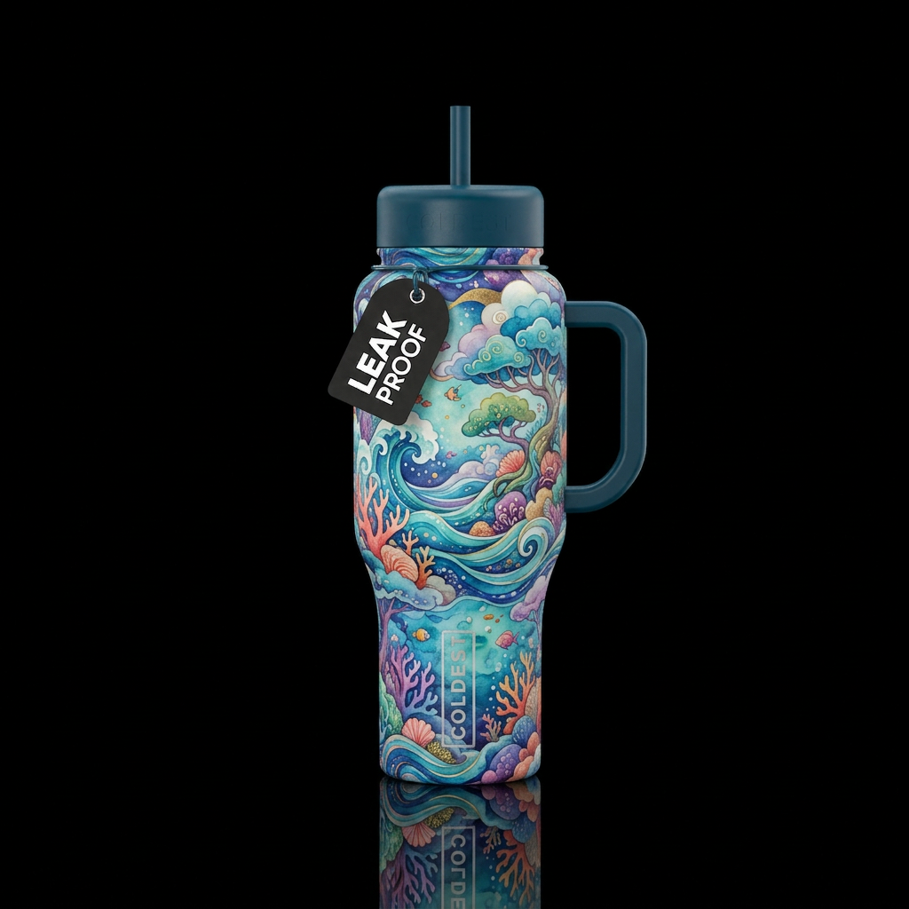 Fantasy Island water bottle design