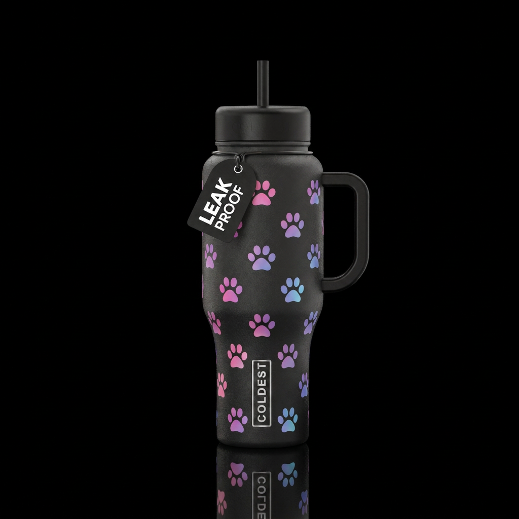 Glowie paws water bottle design