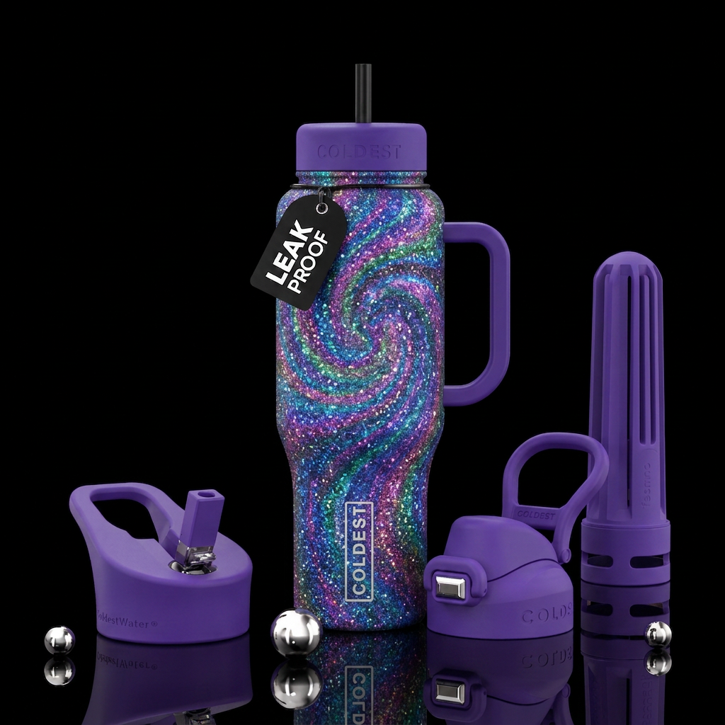 Glitter swirl water bottle design