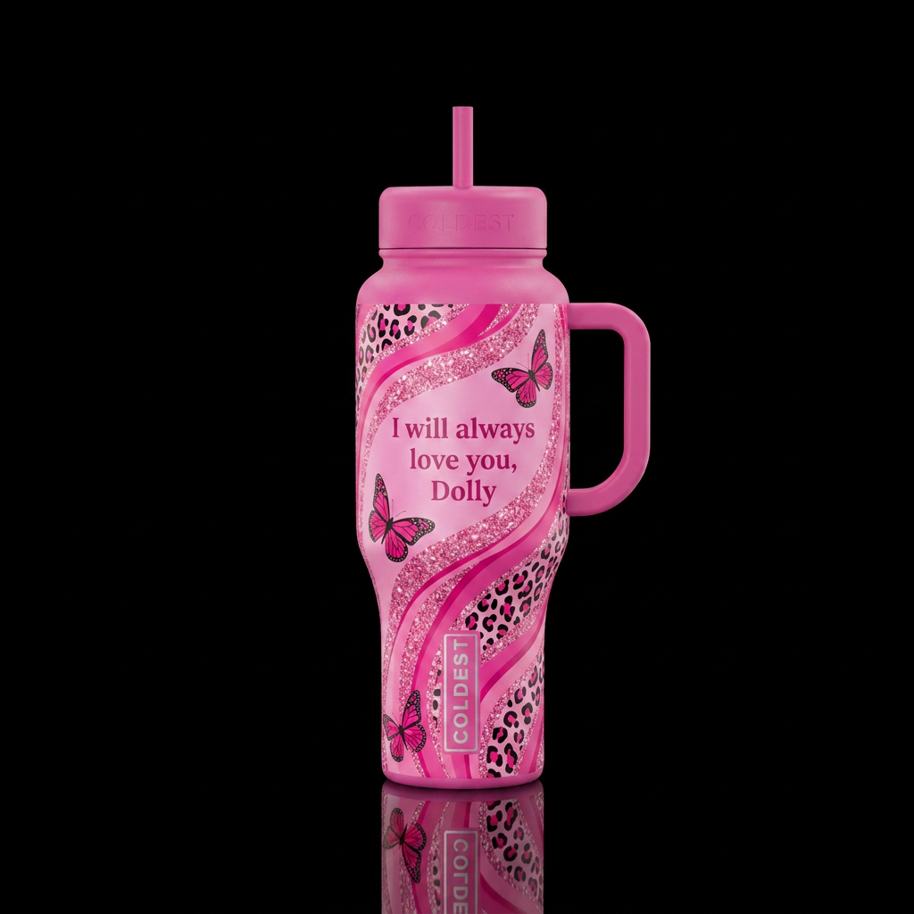 I will always love you, Dolly on a 2d effect of br... water bottle design