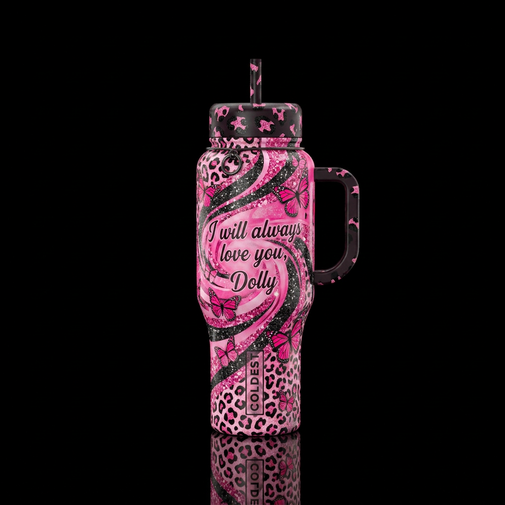 I will always love you, Dolly on a 2d effect of br... water bottle design