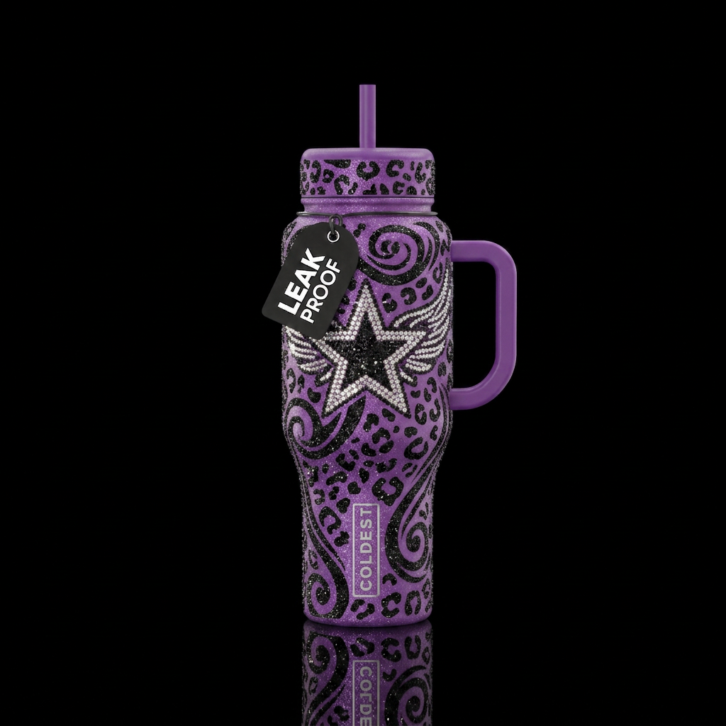 A star gained her wings. And black leporad pattern... water bottle design