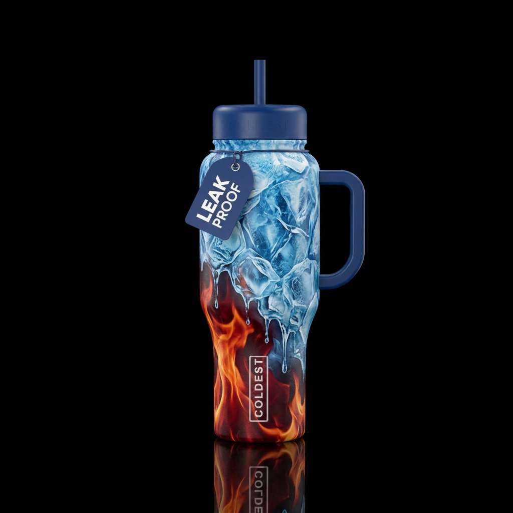 Fire and ice bold colors and sharpness. Start with... water bottle design