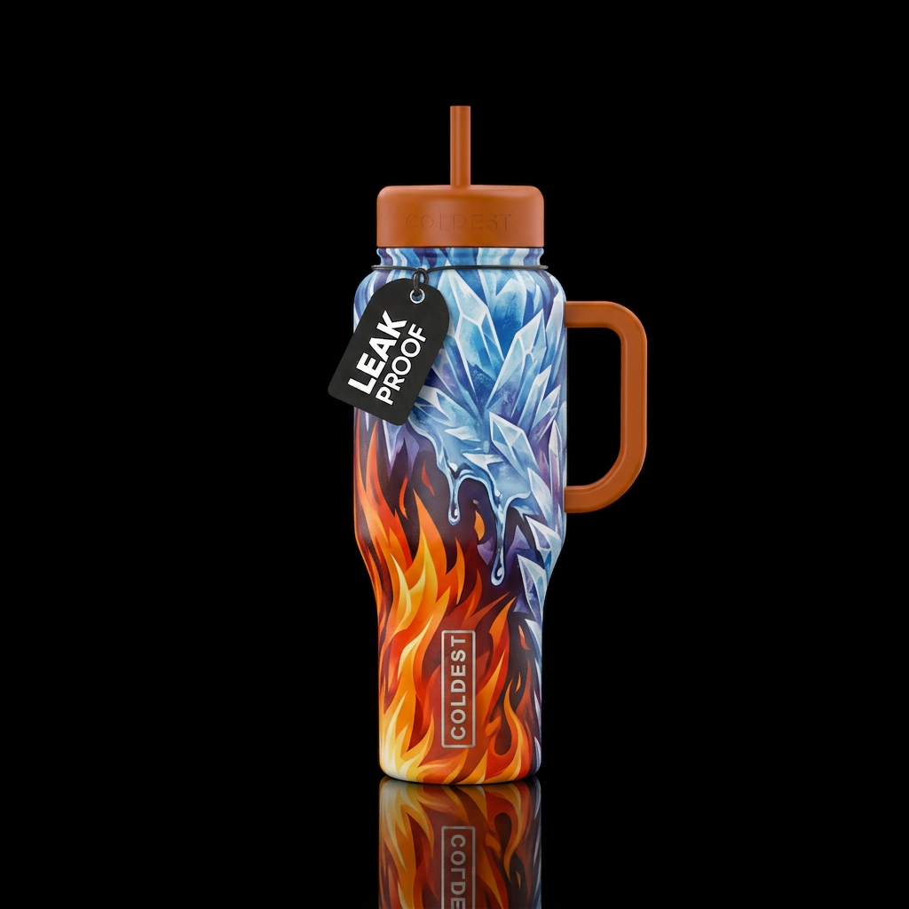 Fire and ice bold colors and sharpness. Start with... water bottle design