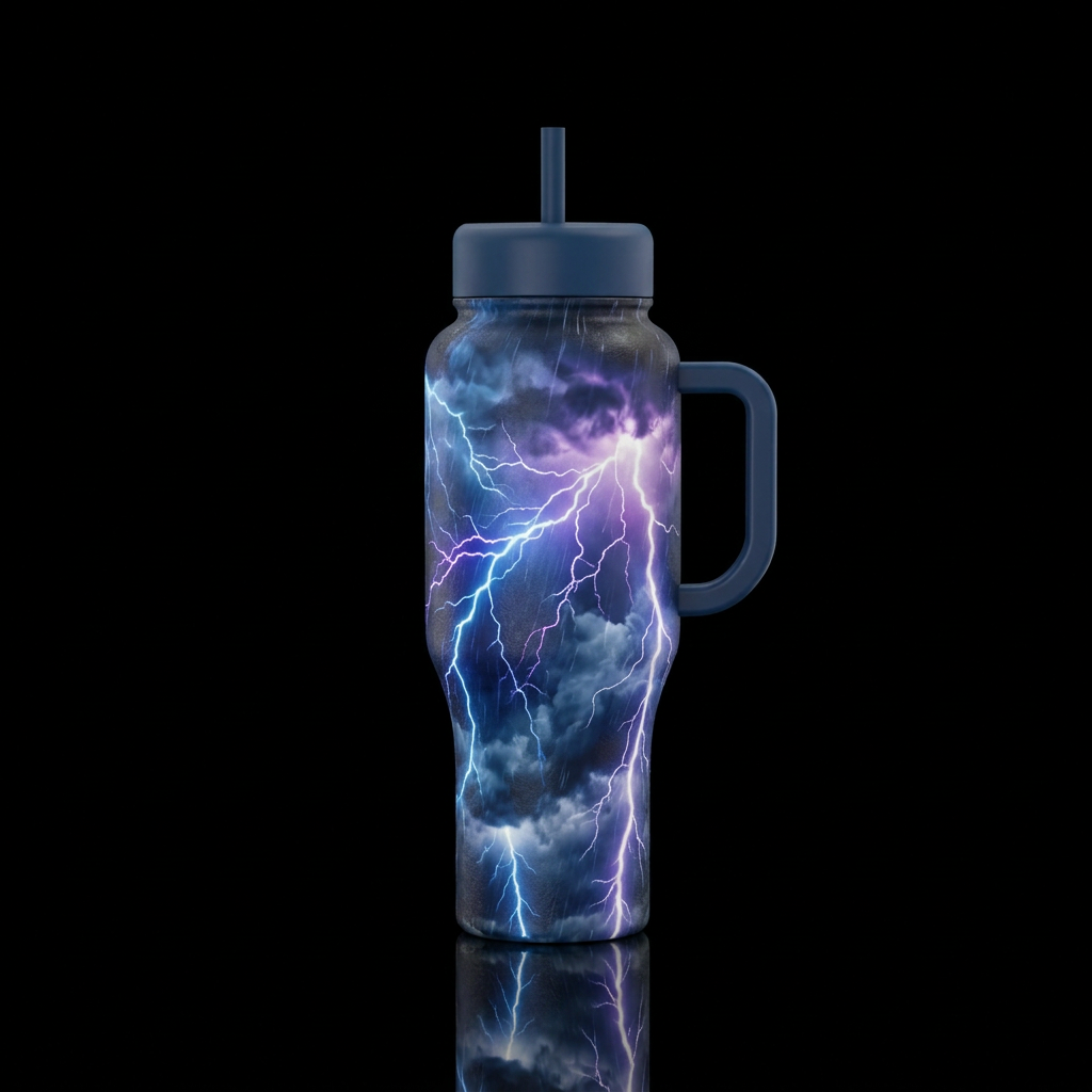 Lightening across the sky in a really wicked storm... water bottle design