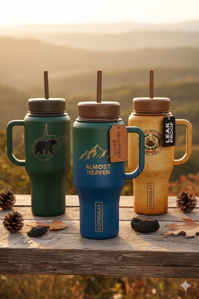 Country roads water bottle design