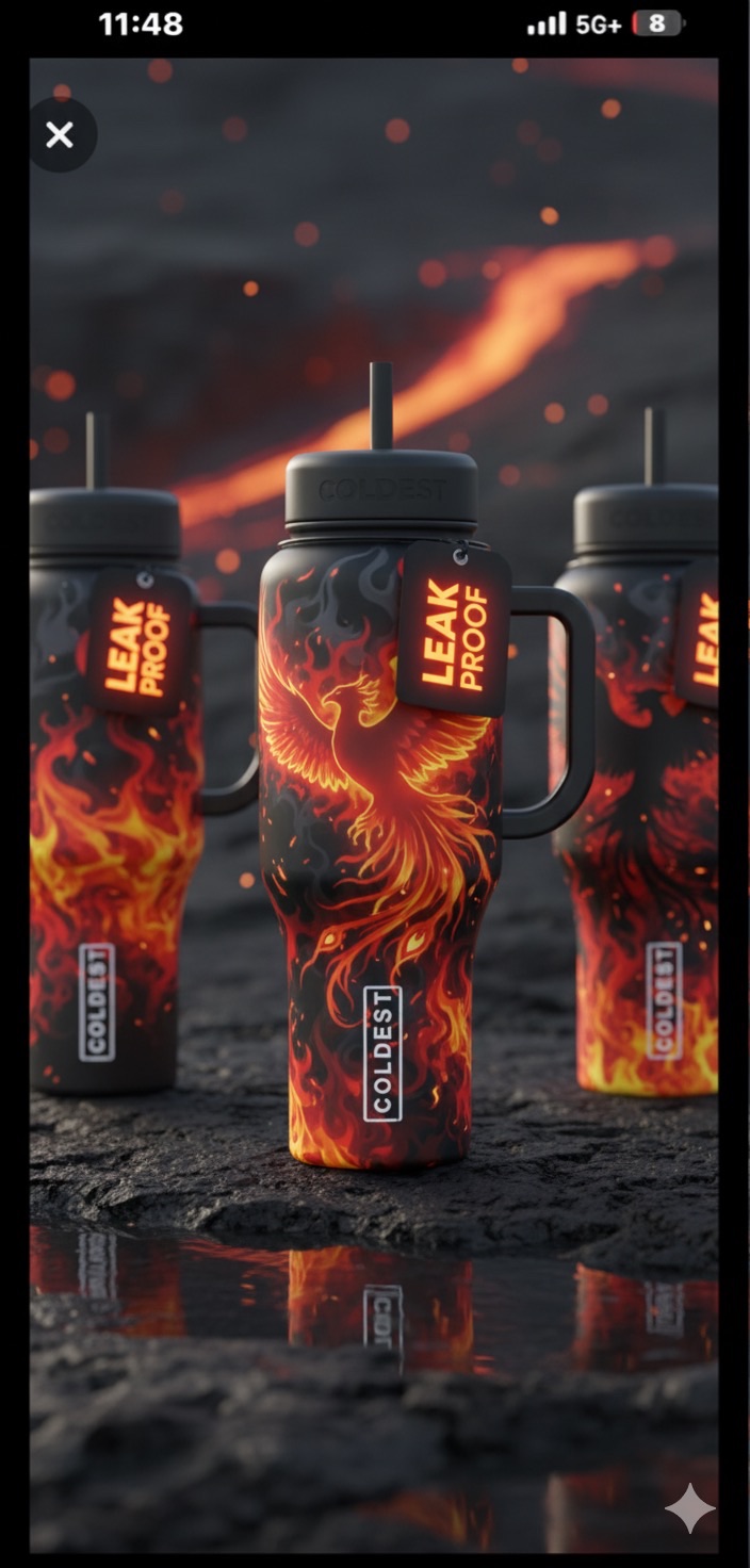 Fiery phoenix 3 water bottle design