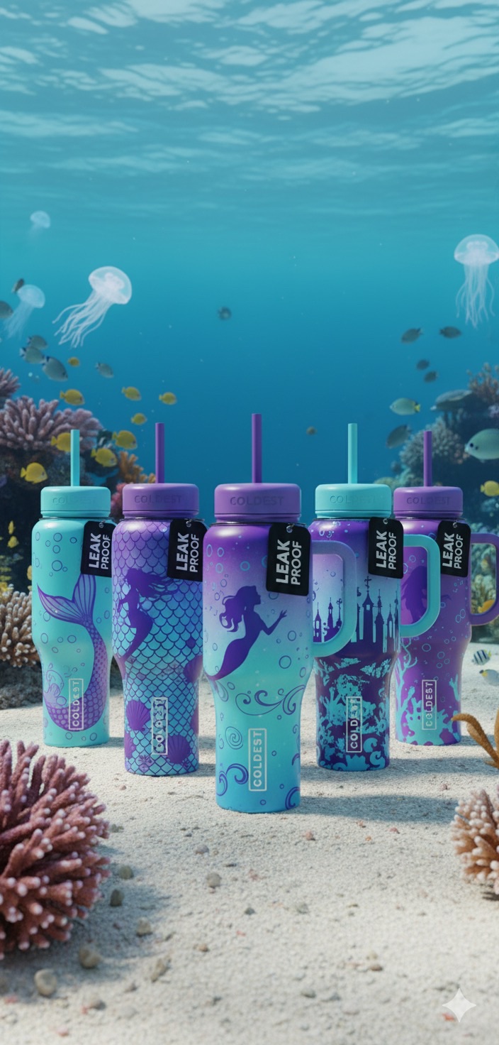Sea princesses water bottle design