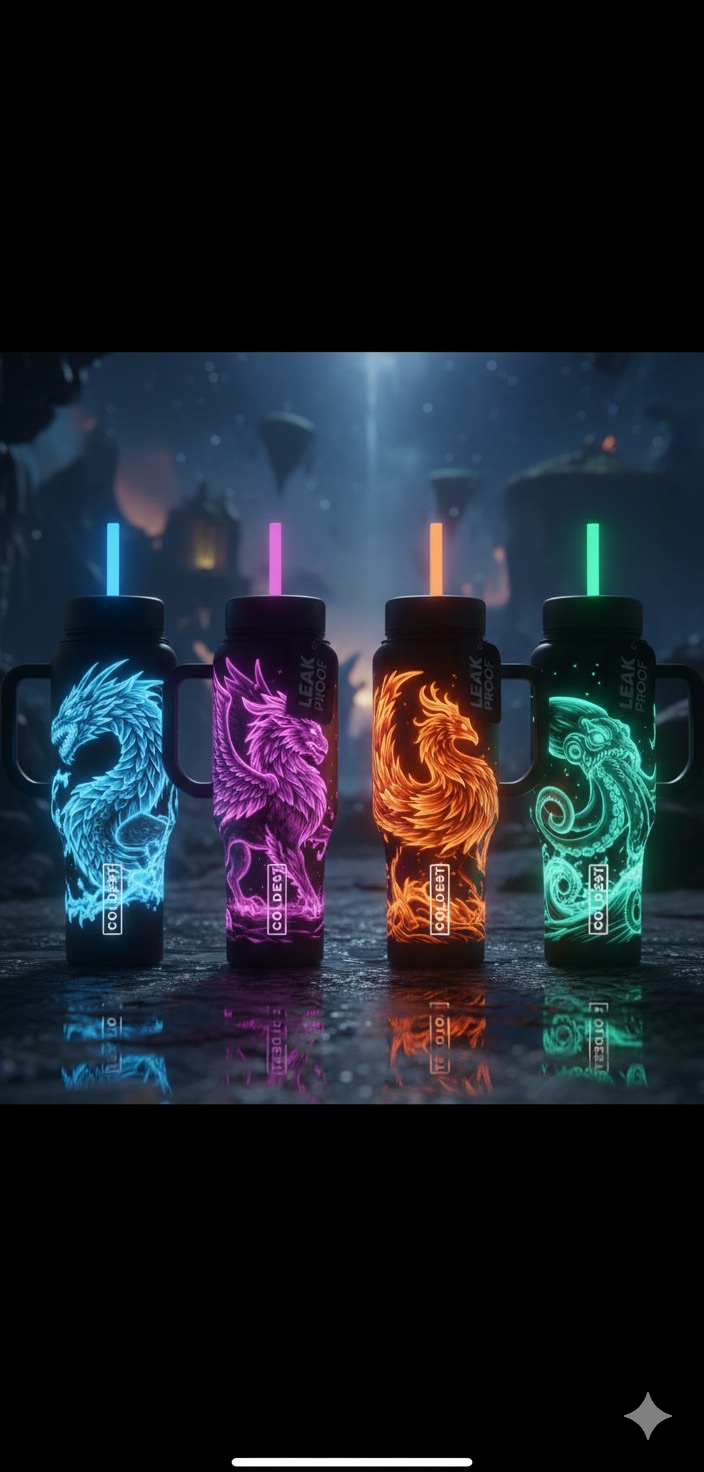 Mythical creatures water bottle design
