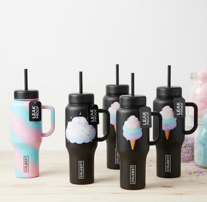 Cotton candy water bottle design