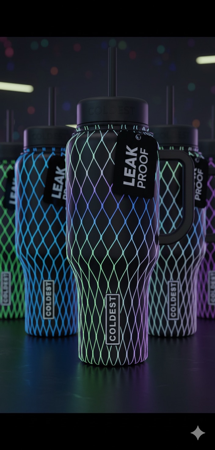 Glowing nets water bottle design
