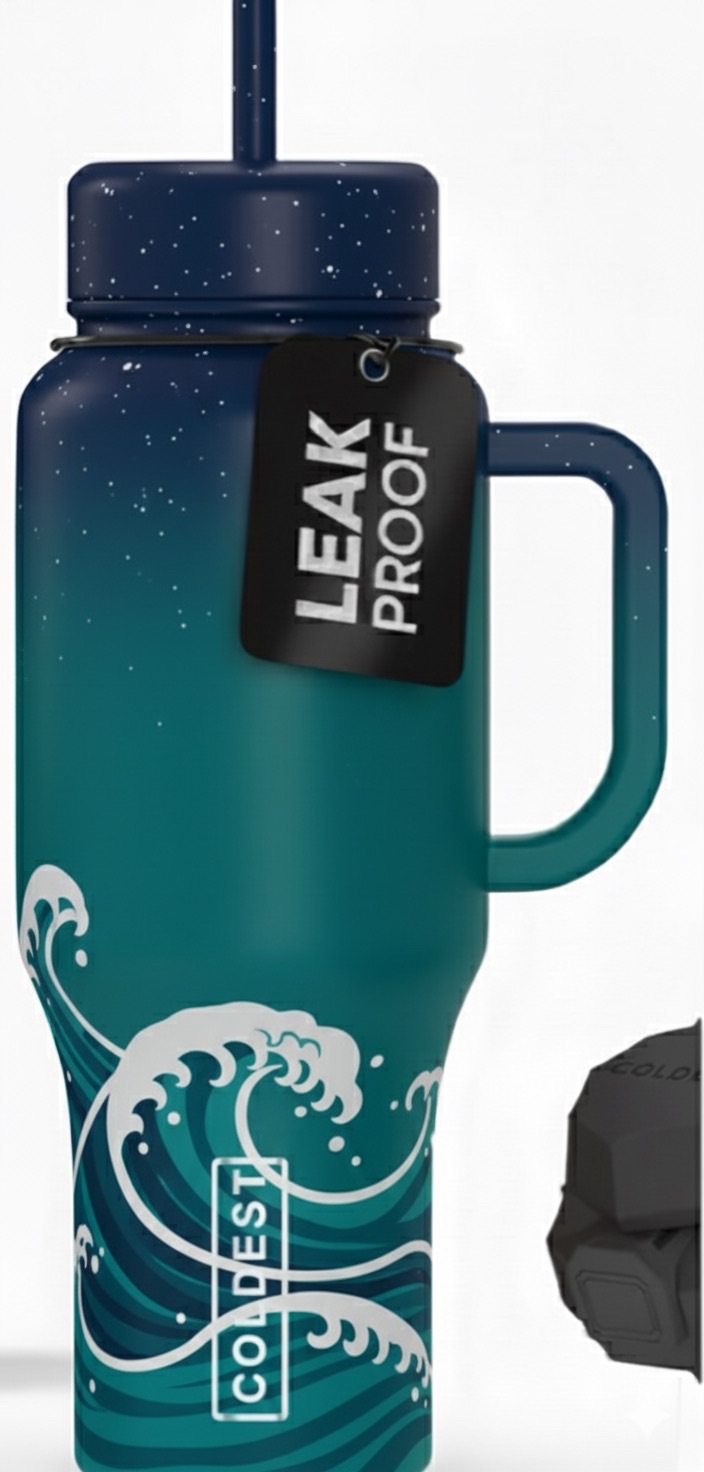 Starry waves water bottle design
