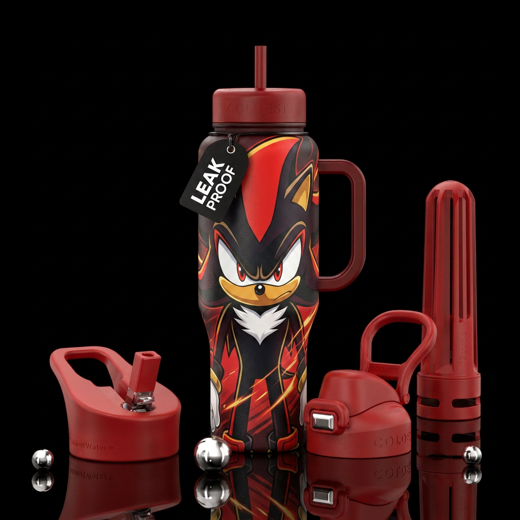 Shadow the Hedgehog water bottle design