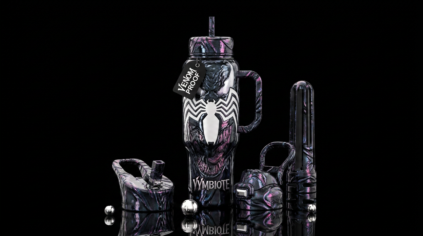 Venom from spider man water bottle design