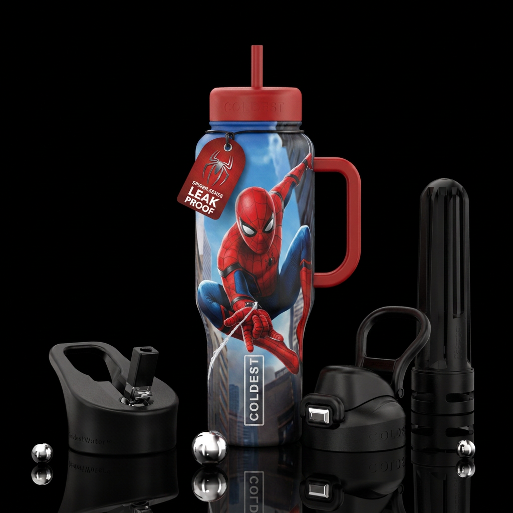 Spider man water bottle design
